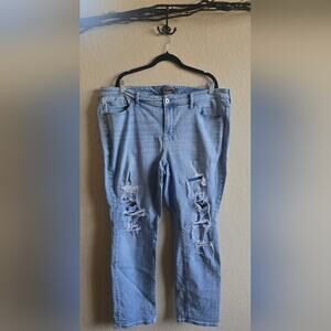Torrid Plus Size Distressed Boyfriend Jeans Light Wash Blue [18R]